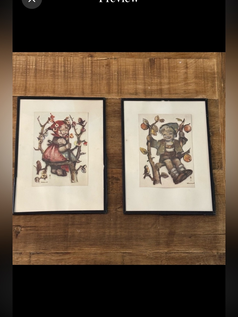 2 Vintage Goebel Hummel Art Prints. 8.5”x 6.25” Whimsical 50’s 60’s Classic